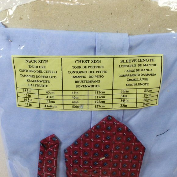 NWT! Muffino Blue Long Sleeve Collared Dress Shirt and Tie Set Size L - Picture 8 of 10